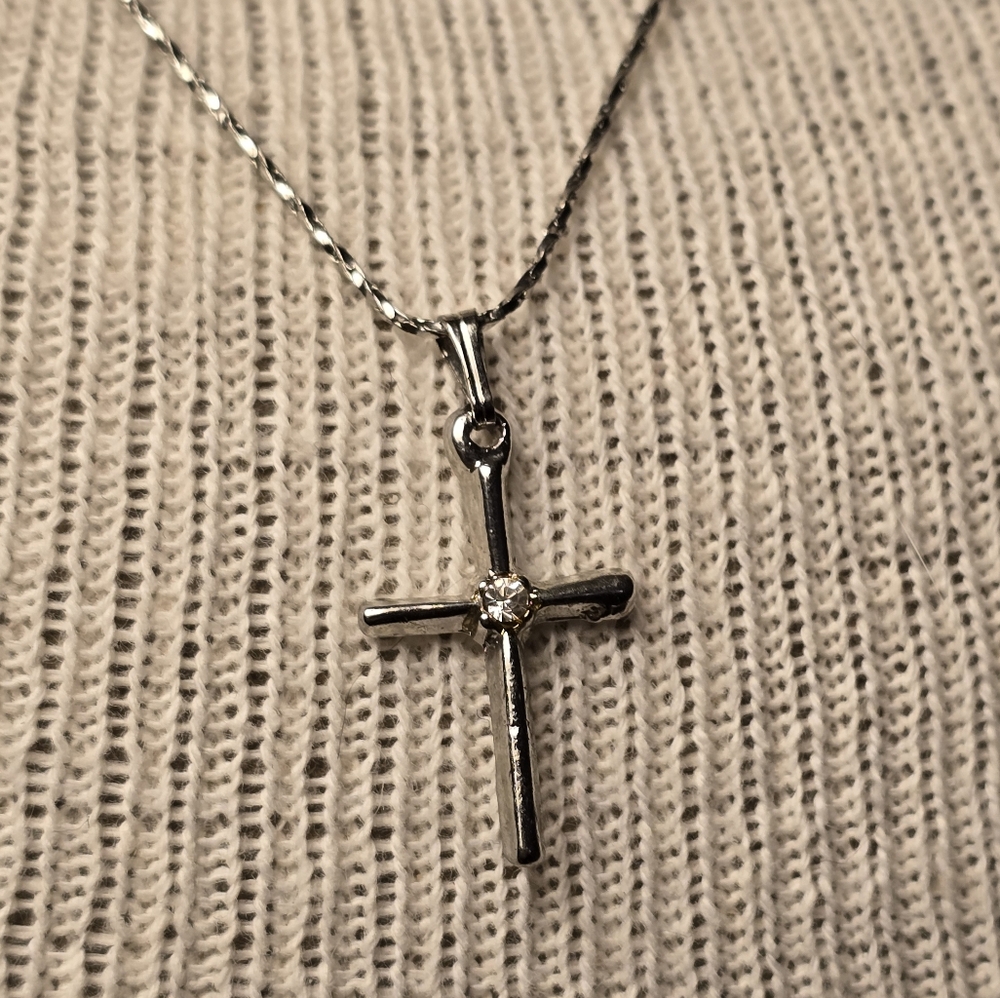 Silver Cross Pendant Necklace - Picture 2 of 3